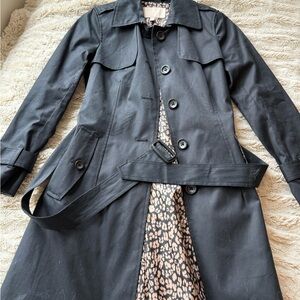 Banana Republic Black Trench Coat with Belted Waist and Tailored Silhouette